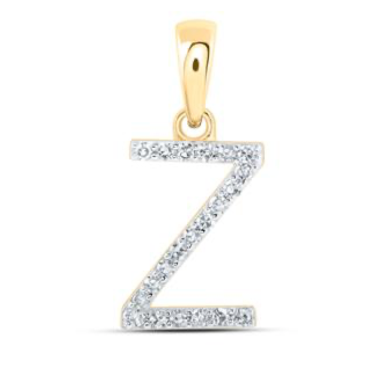 10K YELLOW GOLD ROUND DIAMOND INITIAL Z LETTER PENDANT