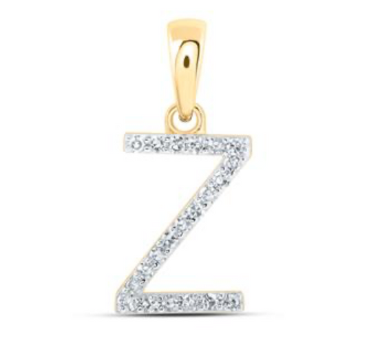 10K YELLOW GOLD ROUND DIAMOND INITIAL Z LETTER PENDANT