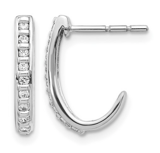 10K White Gold Hoops with Natural Diamonds